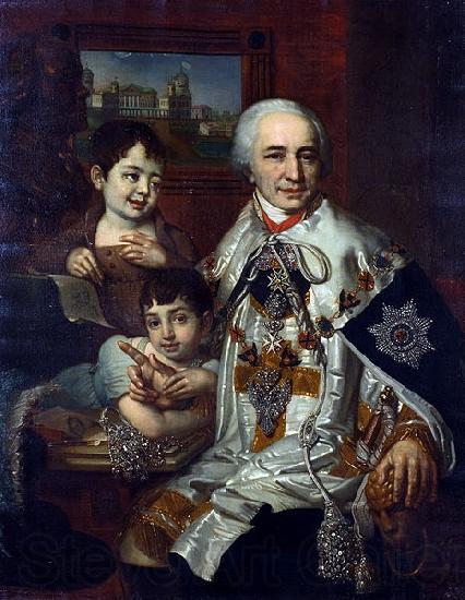 Vladimir Lukich Borovikovsky ortrait of count G.G. Kushelev with children France oil painting art